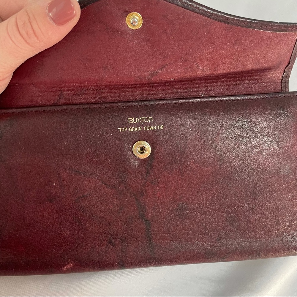 Buxton Vintage Red Leather Card Holder & Wallet - Picture 2 of 5